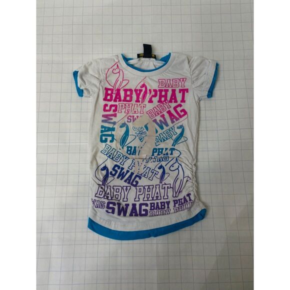 Baby Phat Girl’s Shirt White All Over Print Short Sleeve Crewneck Size Medium - Picture 2 of 5